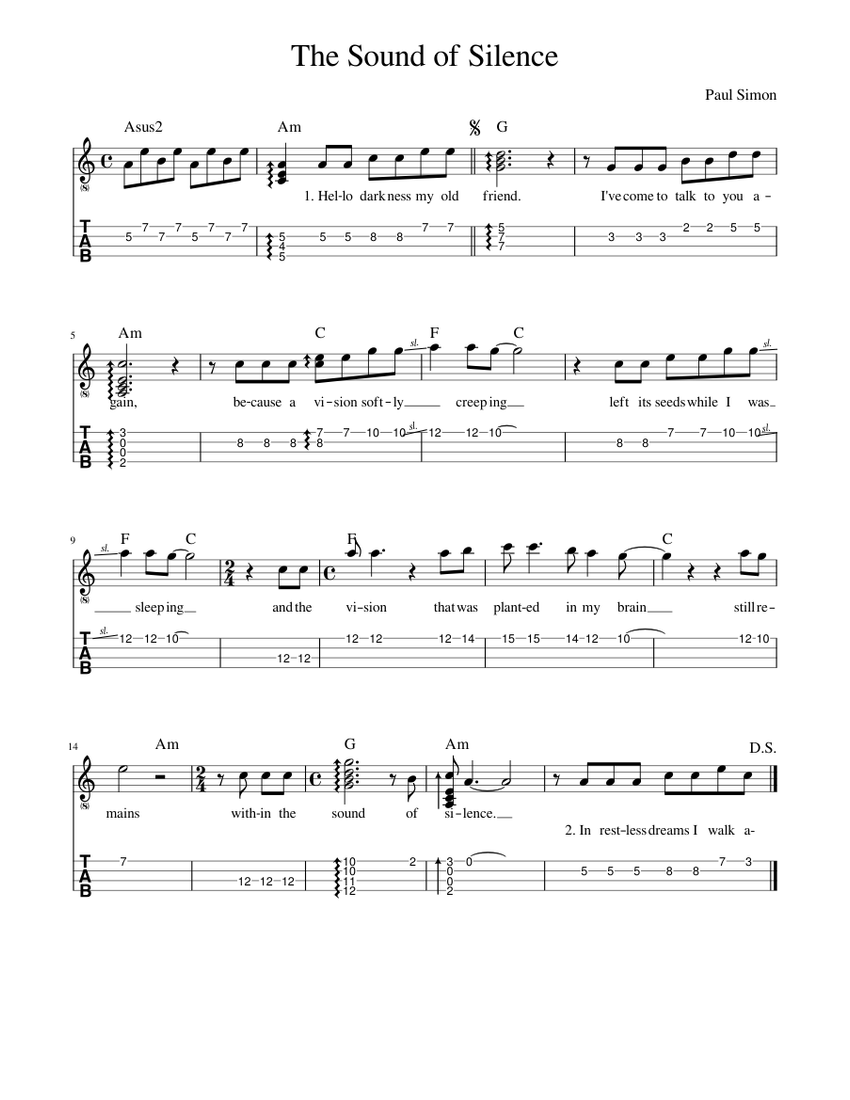 The Sound of Silence for Ukulele Sheet music for Ukulele (Solo) |  Musescore.com