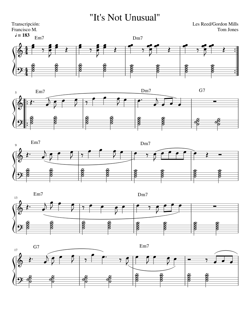 "It's Not Unusual" Tom Jones / Piano Sheet music for Piano (Solo