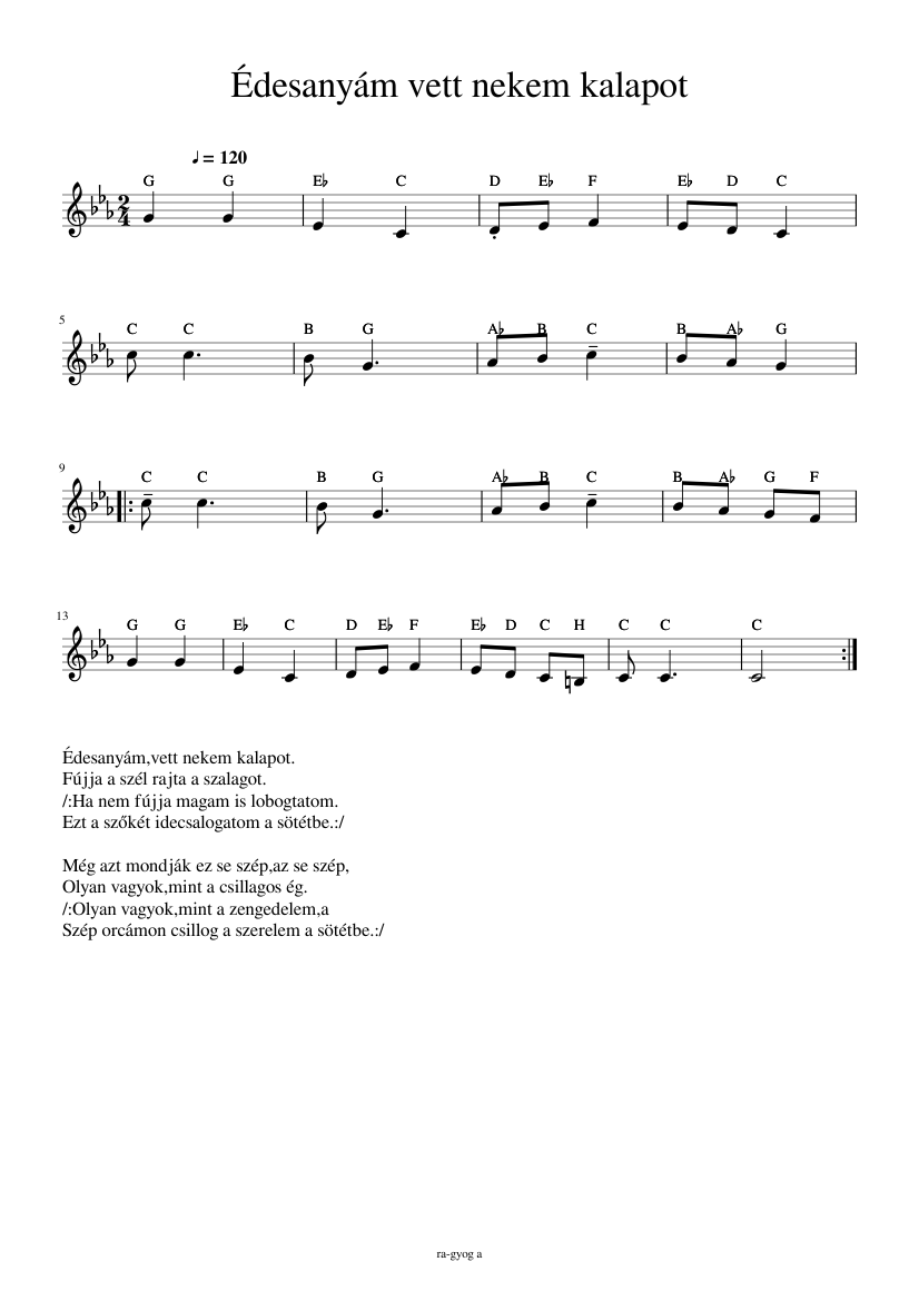 910656 Meg azt mondjak ez se szep az se szep Sheet music for Vocals (Solo)  | Musescore.com