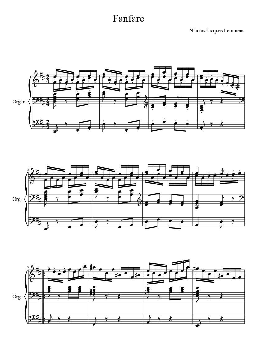 Fanfare - Lemmens Sheet music for Organ (Solo) | Musescore.com