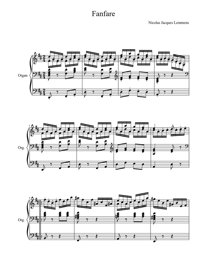 Fanfare - Lemmens Sheet music for Organ (Solo) | Musescore.com