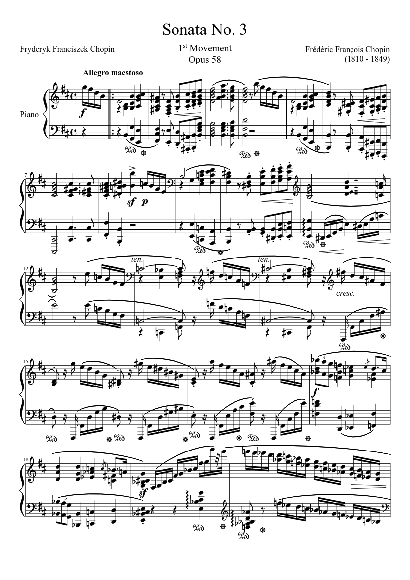 Sonata No. 3, 1st Movement Sheet Music for Piano (Solo