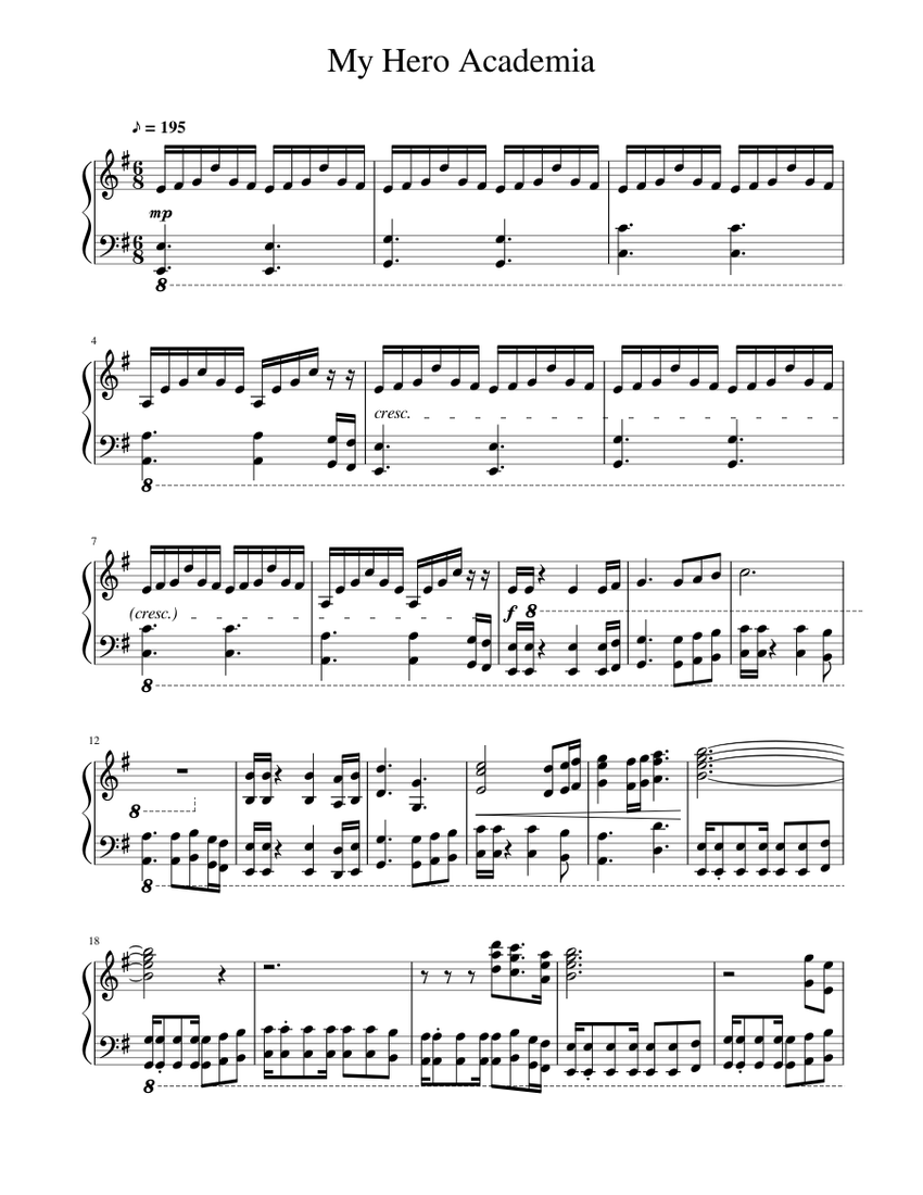 My Hero Academia Sheet music for Piano (Solo) | Musescore.com