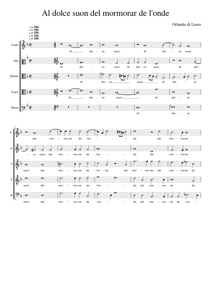 Al dolce suon del mormorar de l'onde