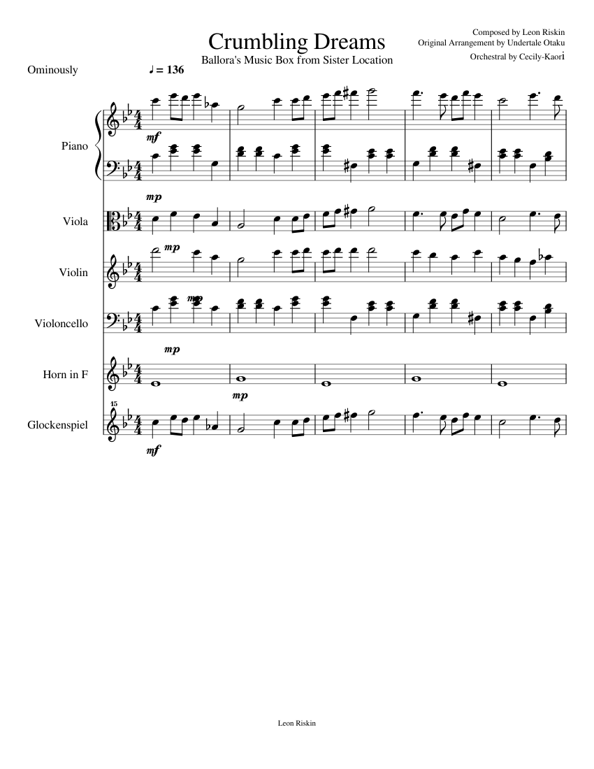 Download and print in PDF or MIDI free sheet music for Five Nights At Fredd...