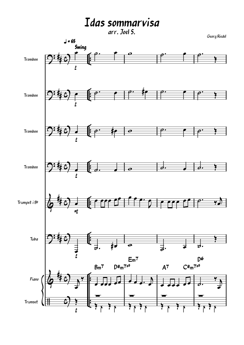 Idas Sommarvisa Georg Riedel Sheet Music For Piano Trombone Tuba idas-sommarvisa-georg-riedel-sheet-music-for-piano-trombone-tuba