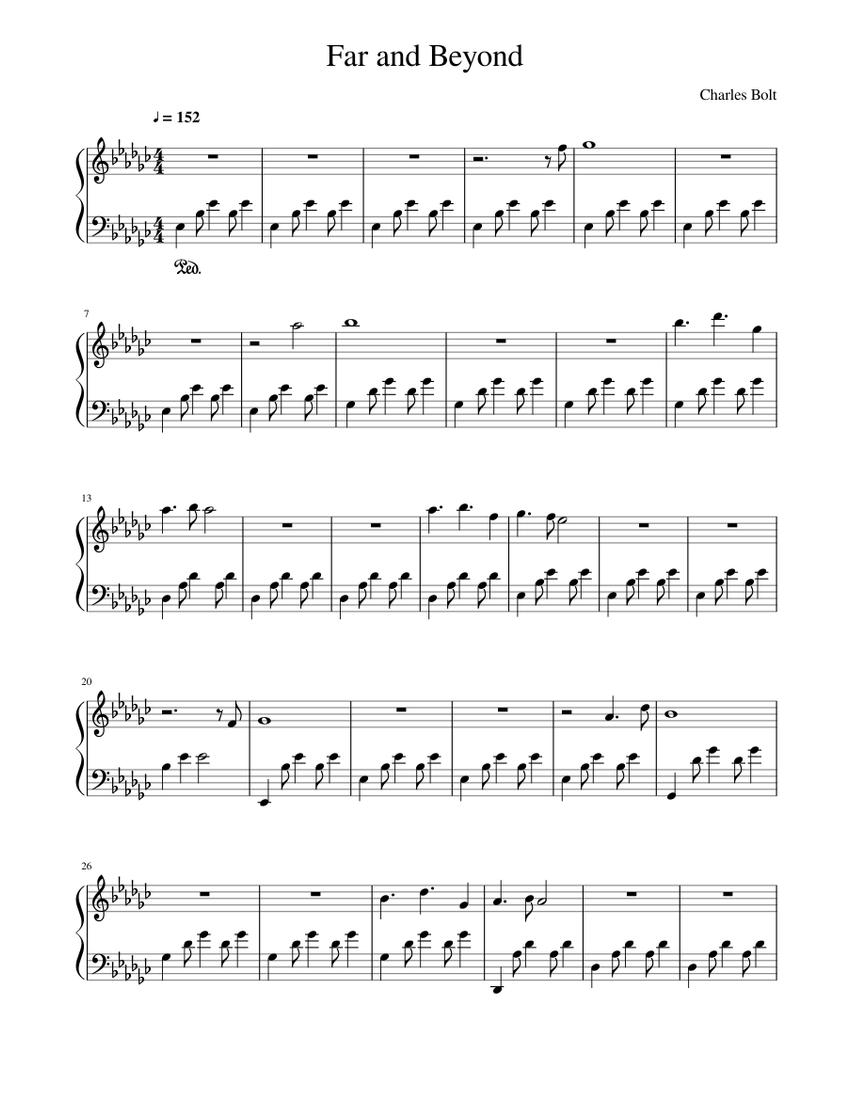 Far And Beyond Sheet Music For Piano Solo Musescore Com