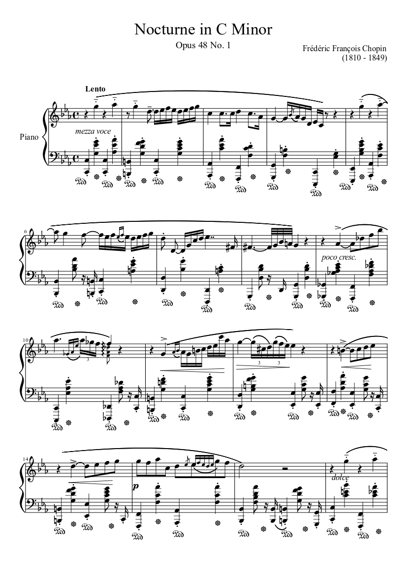 Nocturne Opus 48 No 1 In C Minor Sheet Music For Piano Solo Musescore Com