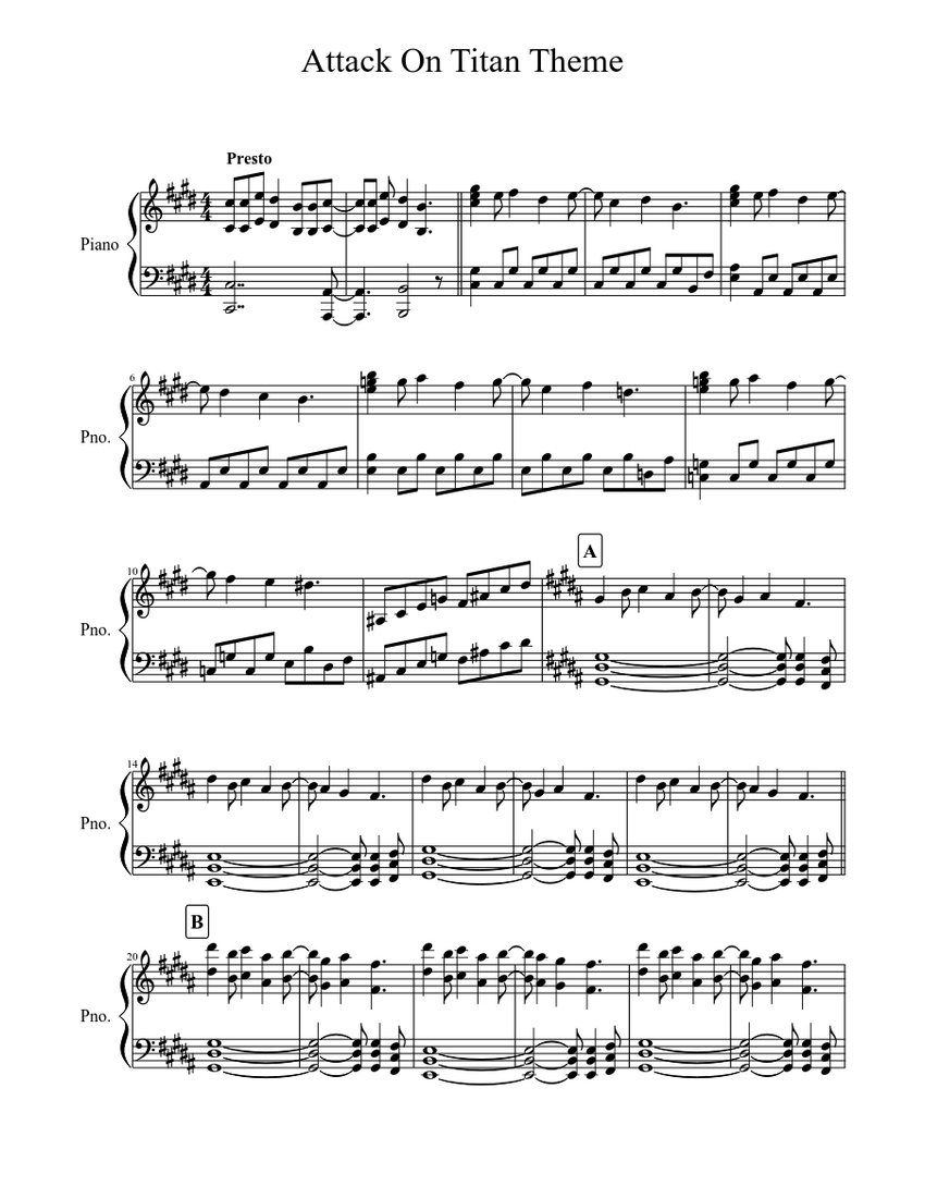 Attack On Titan Theme (Guren No Yumiya) Sheet music for Piano (Solo) |  Musescore.com