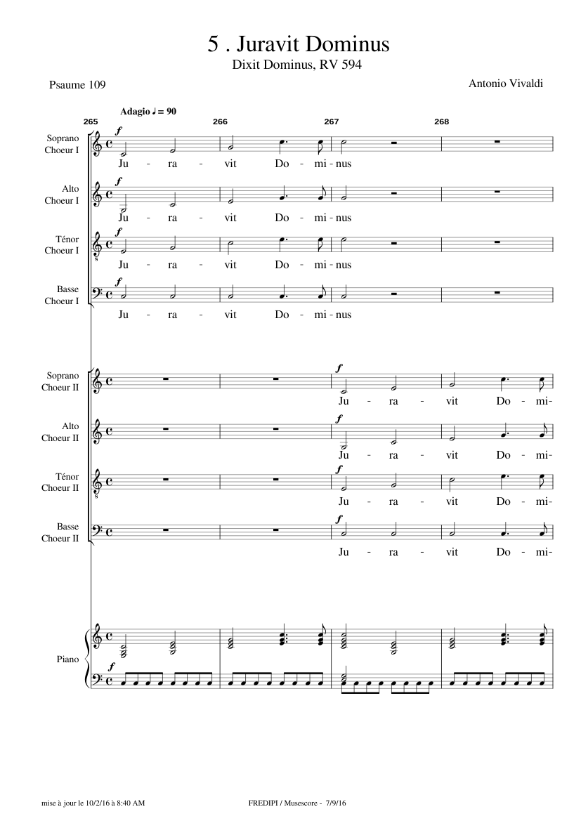 Dixit Dominus, RV 594 (5. Juravit Dominus) - Antonio Vivaldi Sheet