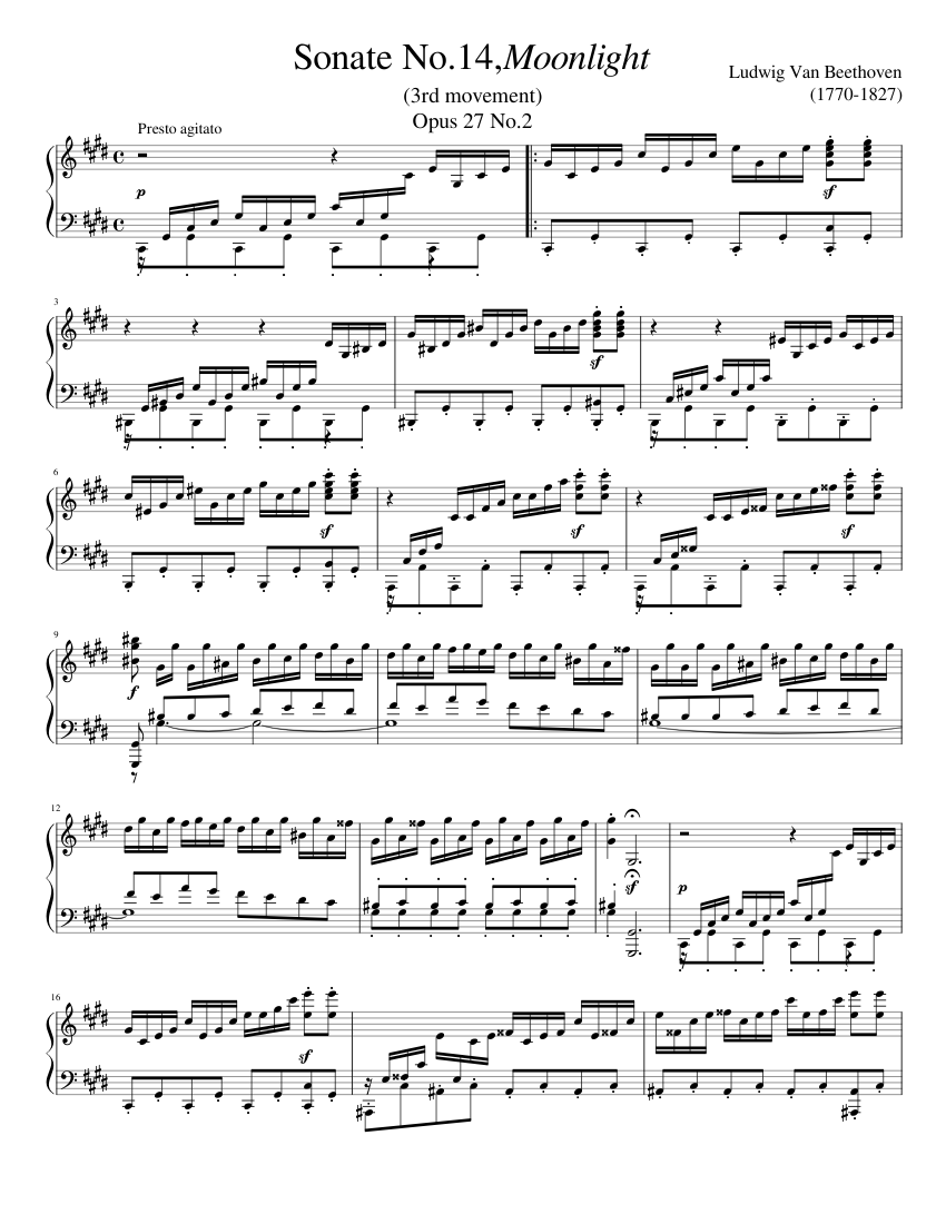 Moonlight Sonata 3rd Movement Sheet music for Piano (Solo ...