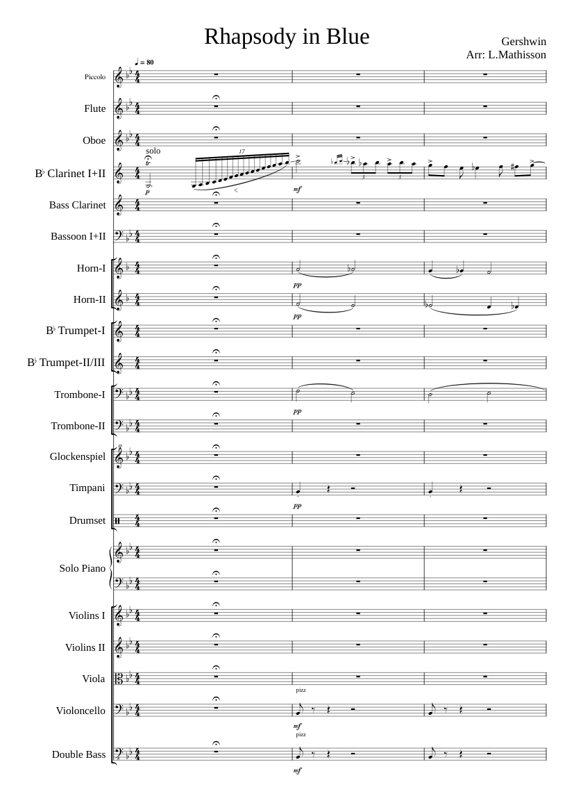 Rhapsody in Blue Sheet music for Flute, Oboe, Viola, Timpani (Mixed  Quartet) | Musescore.com