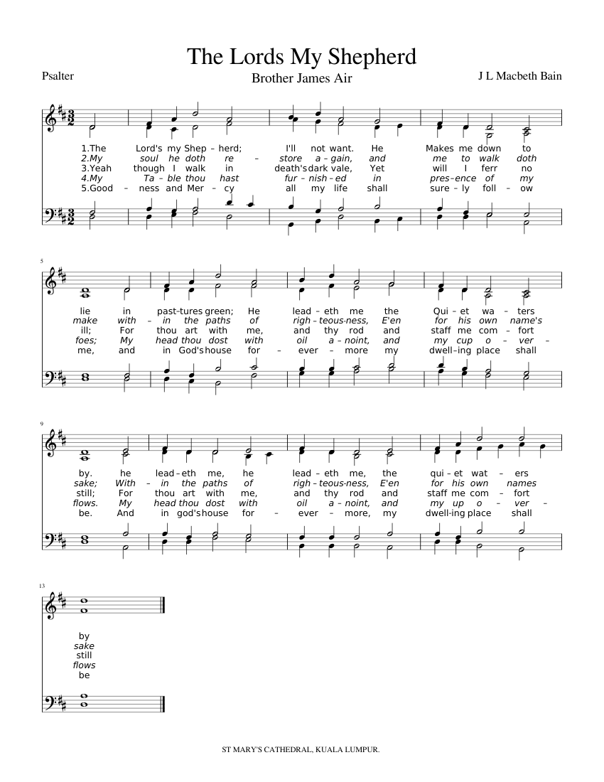 The lords my shepherd