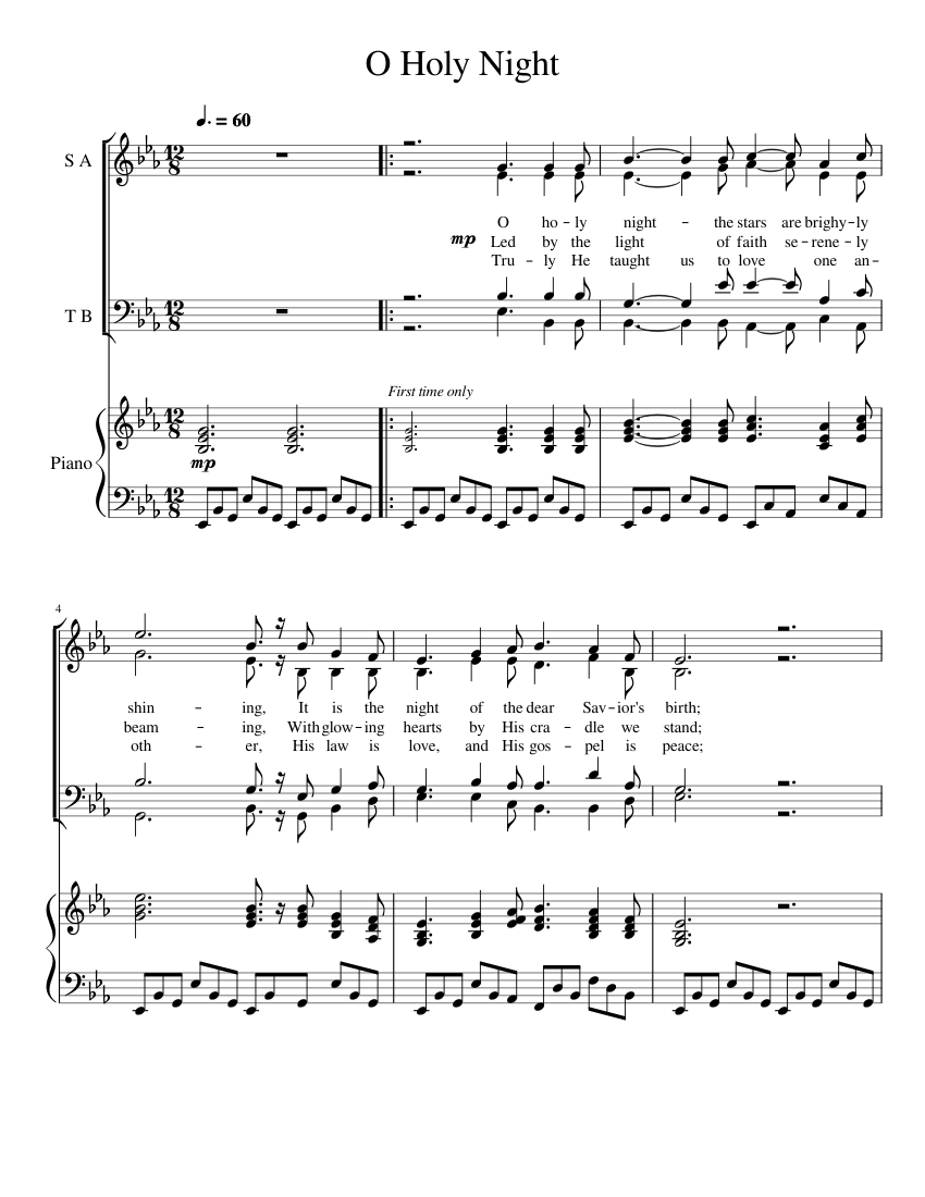 Ó, Noite Santa - piano/órgão e solista e coro SATB Sheet music for Piano,  Vocals (Mixed Trio)