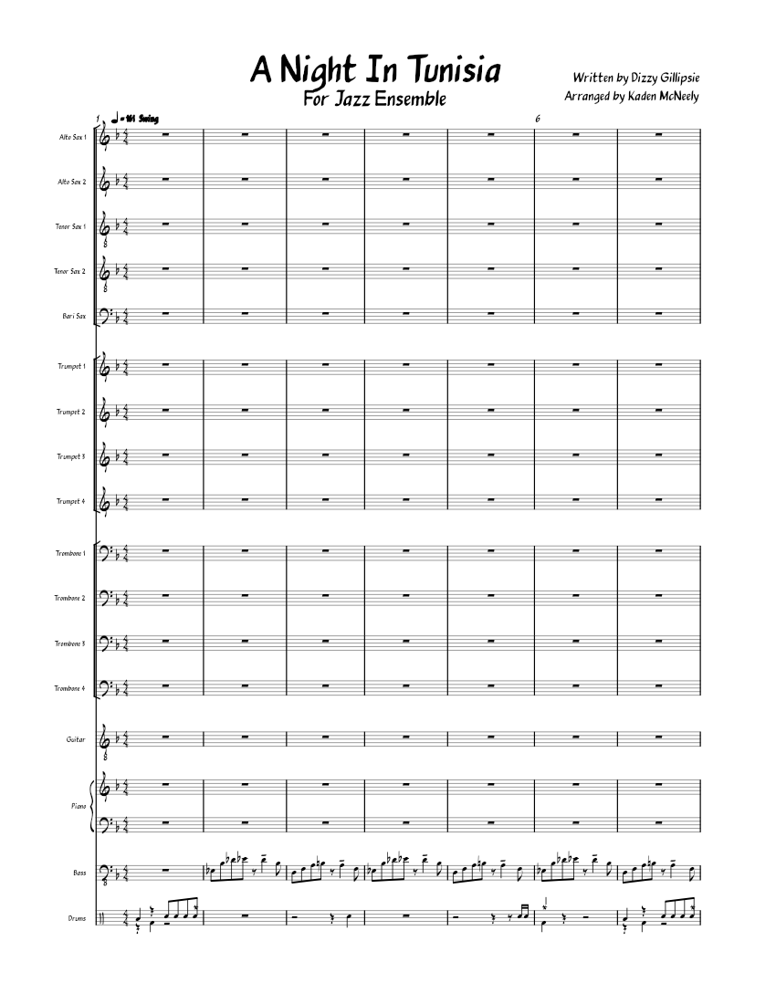 A Night In Tunisia Sheet music for Piano, Trombone, Saxophone alto ...