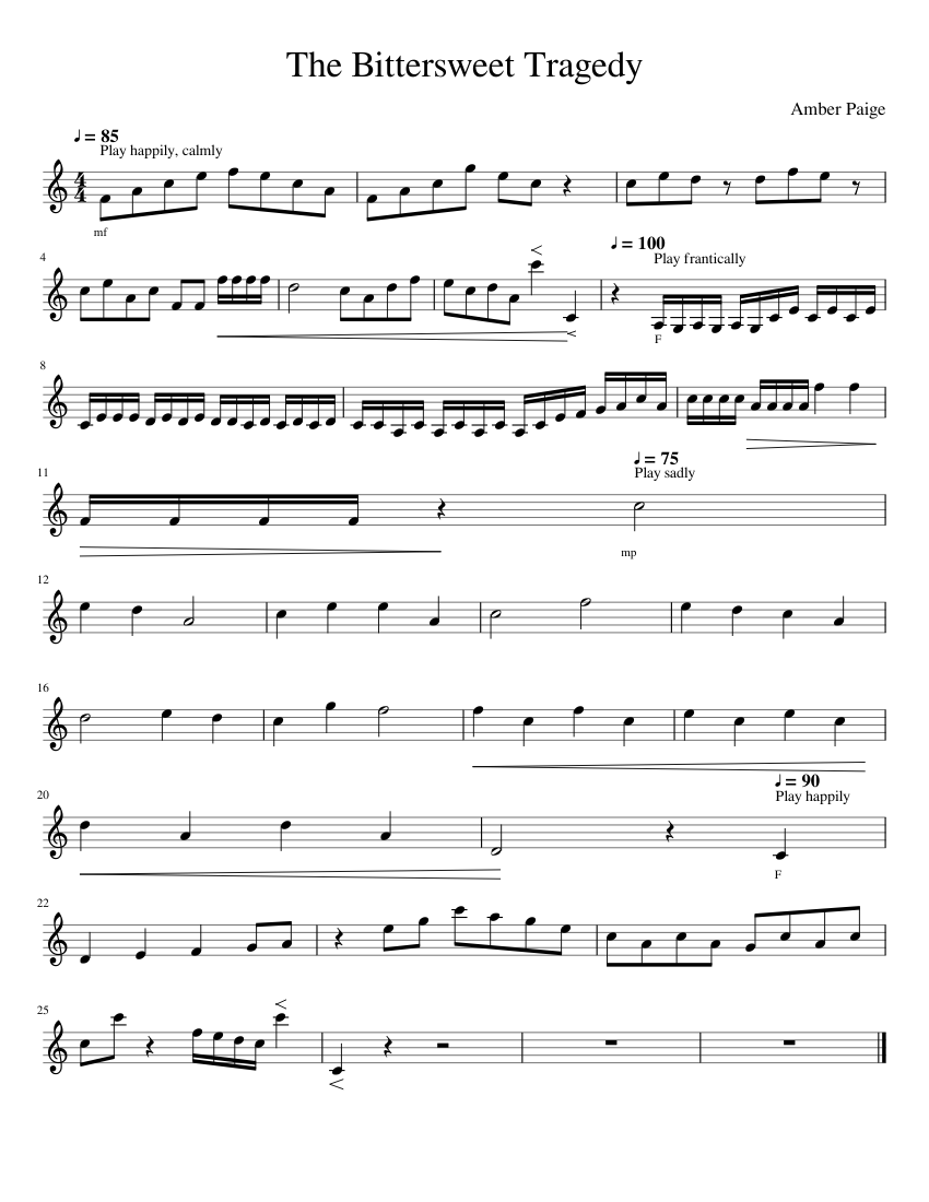 The Bittersweet Tragedy Sheet Music For