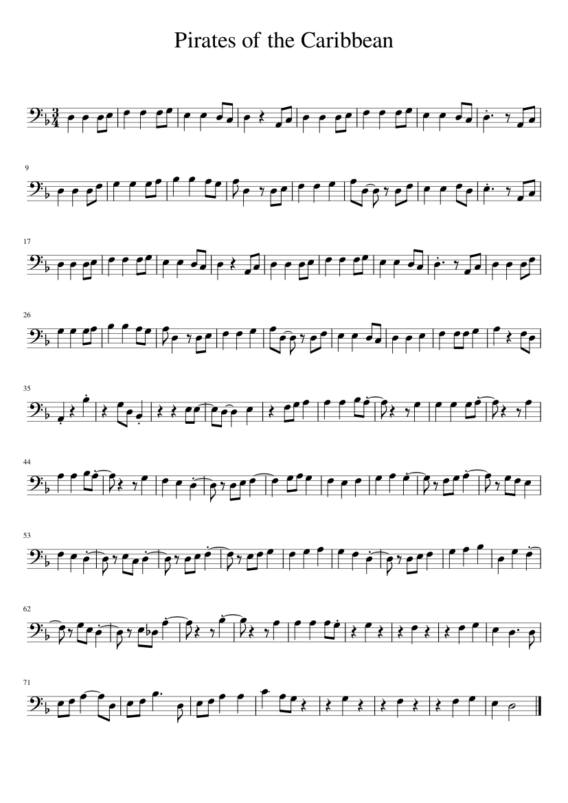 Pirates of the Caribbean Trombone Sheet music for Trombone tenor (Solo) |  Musescore.com