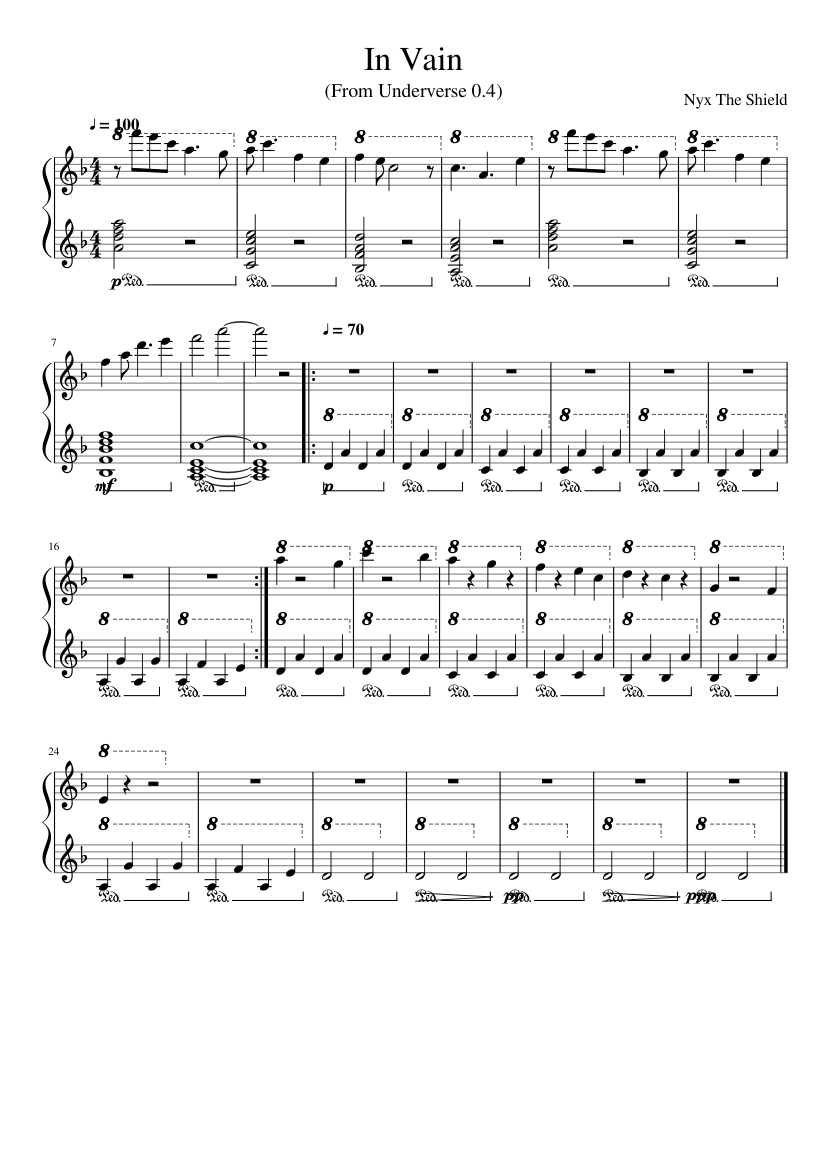 In Vain Sheet music for Piano (Solo) | Musescore.com