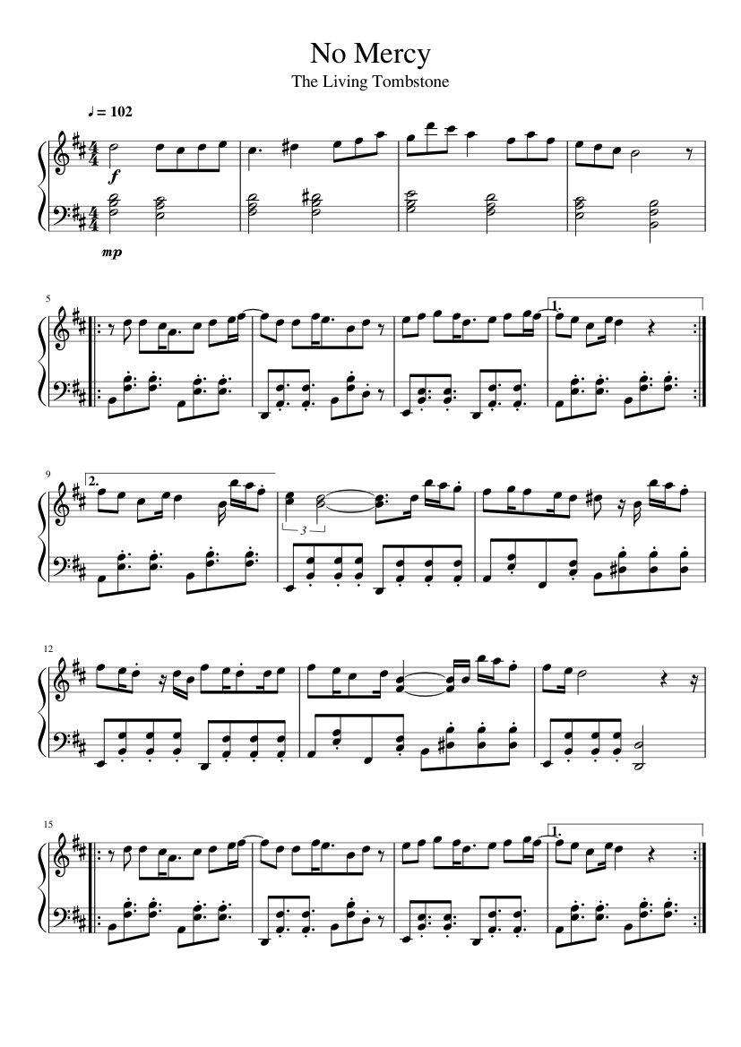 No Mercy ~ The Living Tombstone Sheet music for Piano (Solo) | Musescore.com