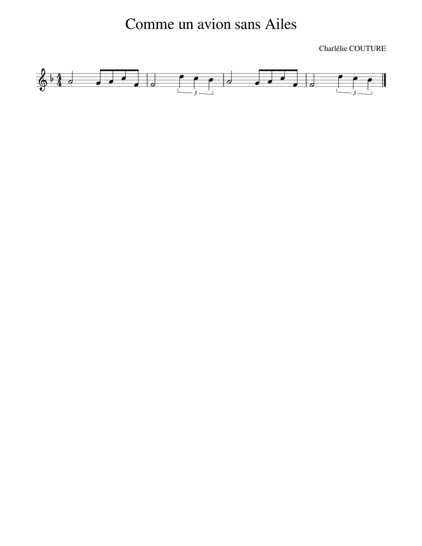 Comme un avion sans ailes Sheet music for Piano (Solo) | Musescore.com