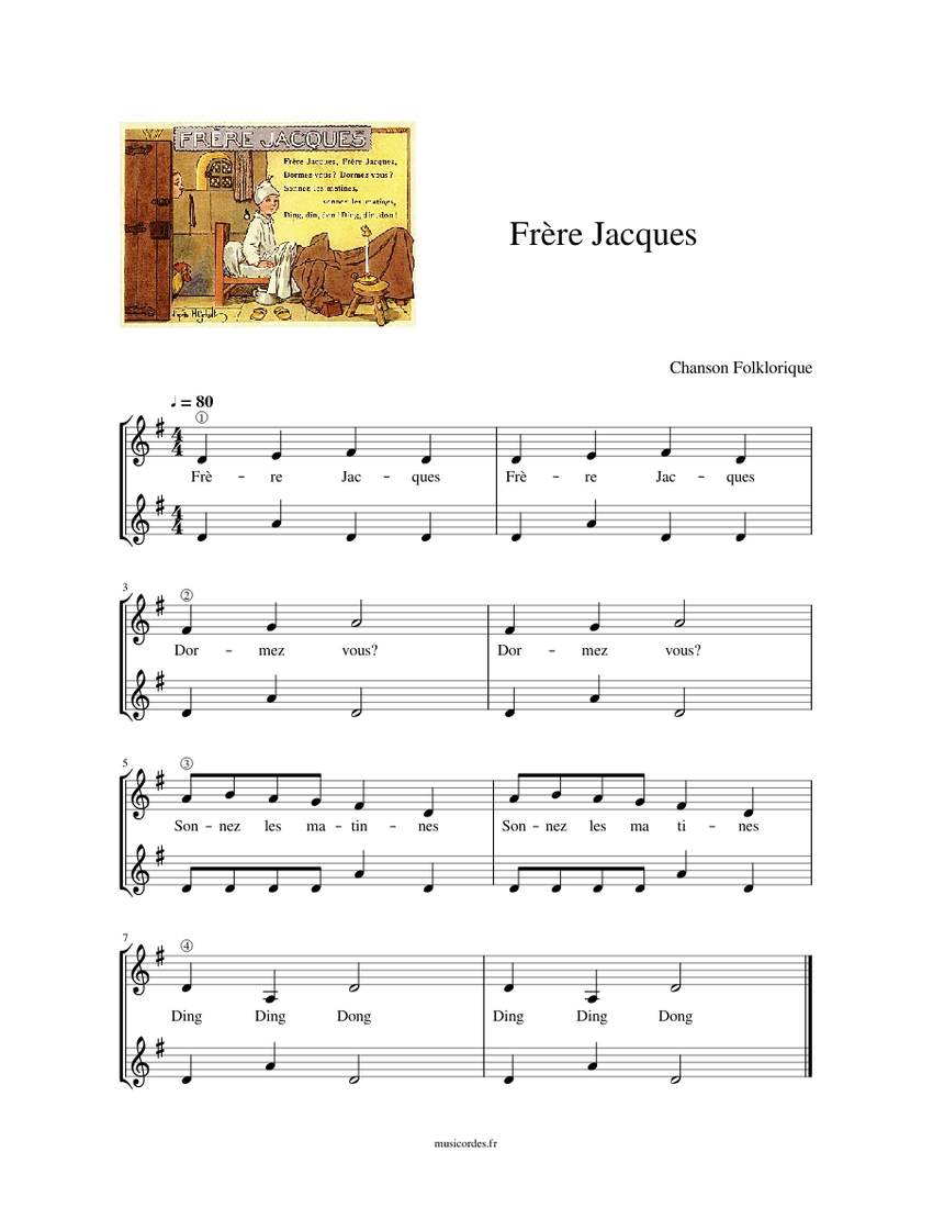 CHANSON_frerejacques_vl Sheet music for Violin (String Duet ...