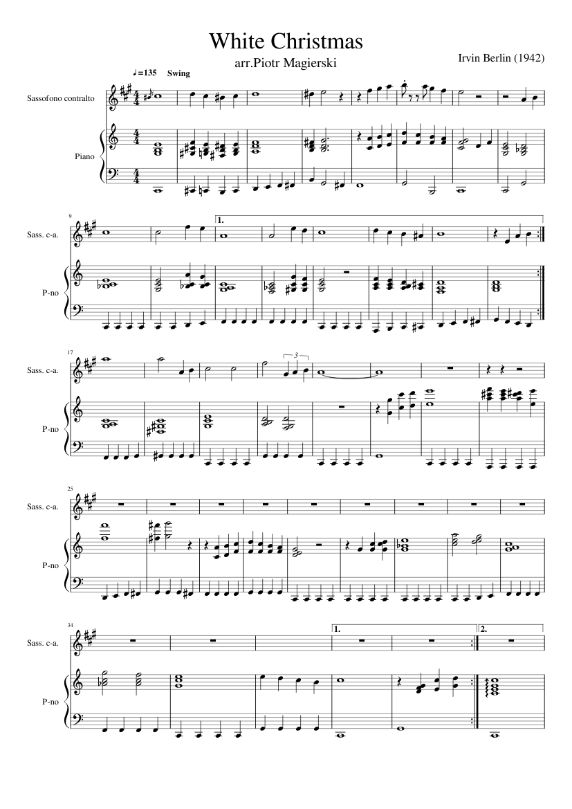 White Christmas Sheet music for Piano, Saxophone alto (Solo) | Musescore.com