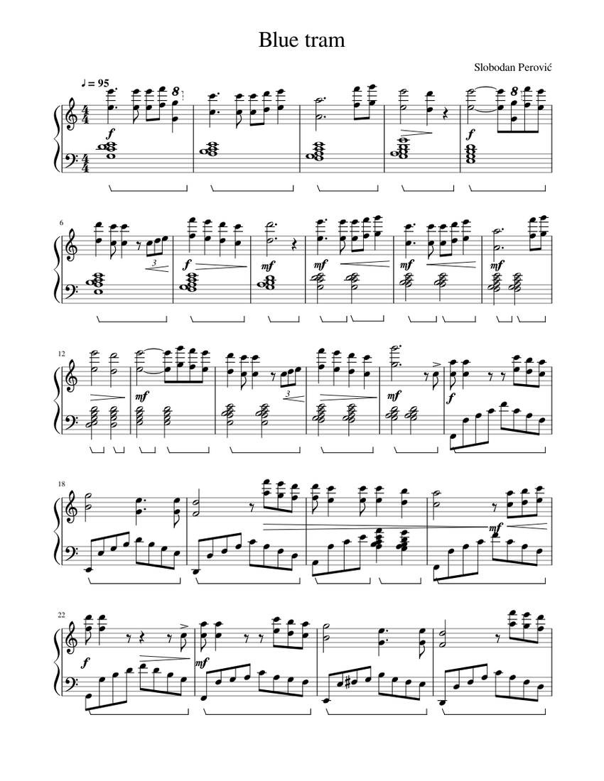 Blue tram Sheet music for Piano (Solo) | Musescore.com