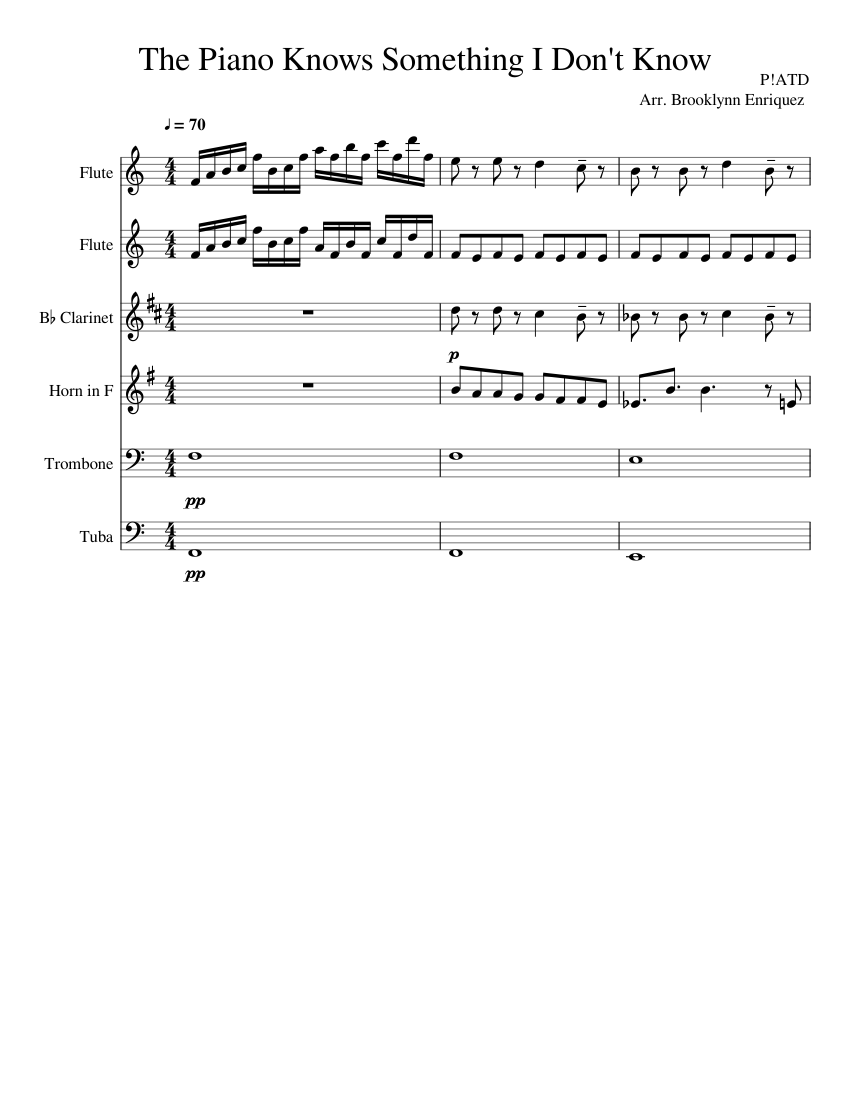 The Piano Knows Something I Don't Know Sheet music for Trombone, Tuba,  Flute, Clarinet in b-flat & more instruments (Mixed Ensemble) |  Musescore.com