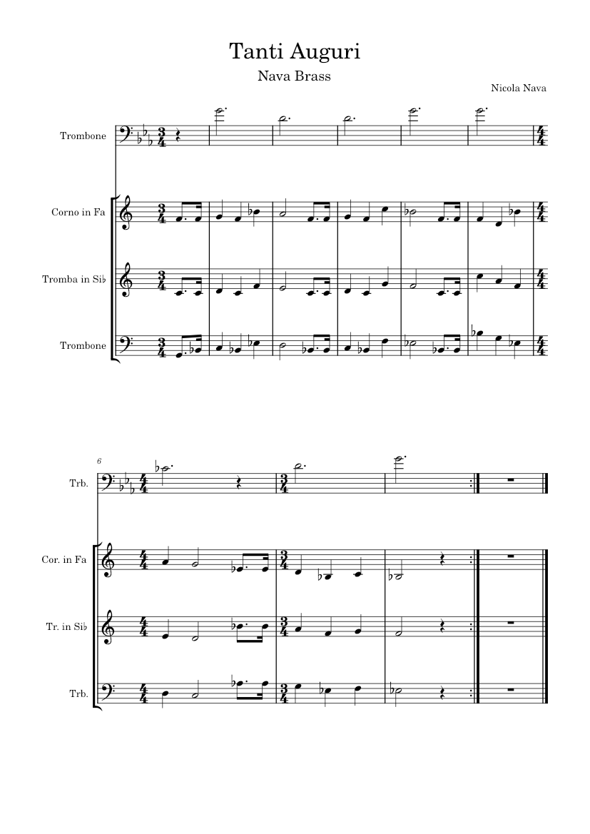 Tanti Auguri Sheet music for Trombone, French horn, Trumpet other ...