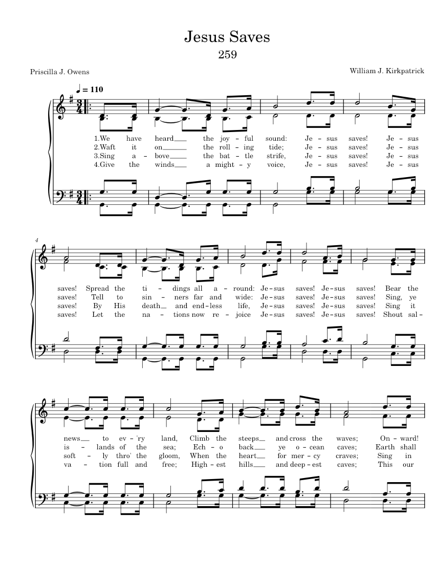 259 Jesus Saves Sheet Music for Piano (SATB) Easy | MuseScore.com