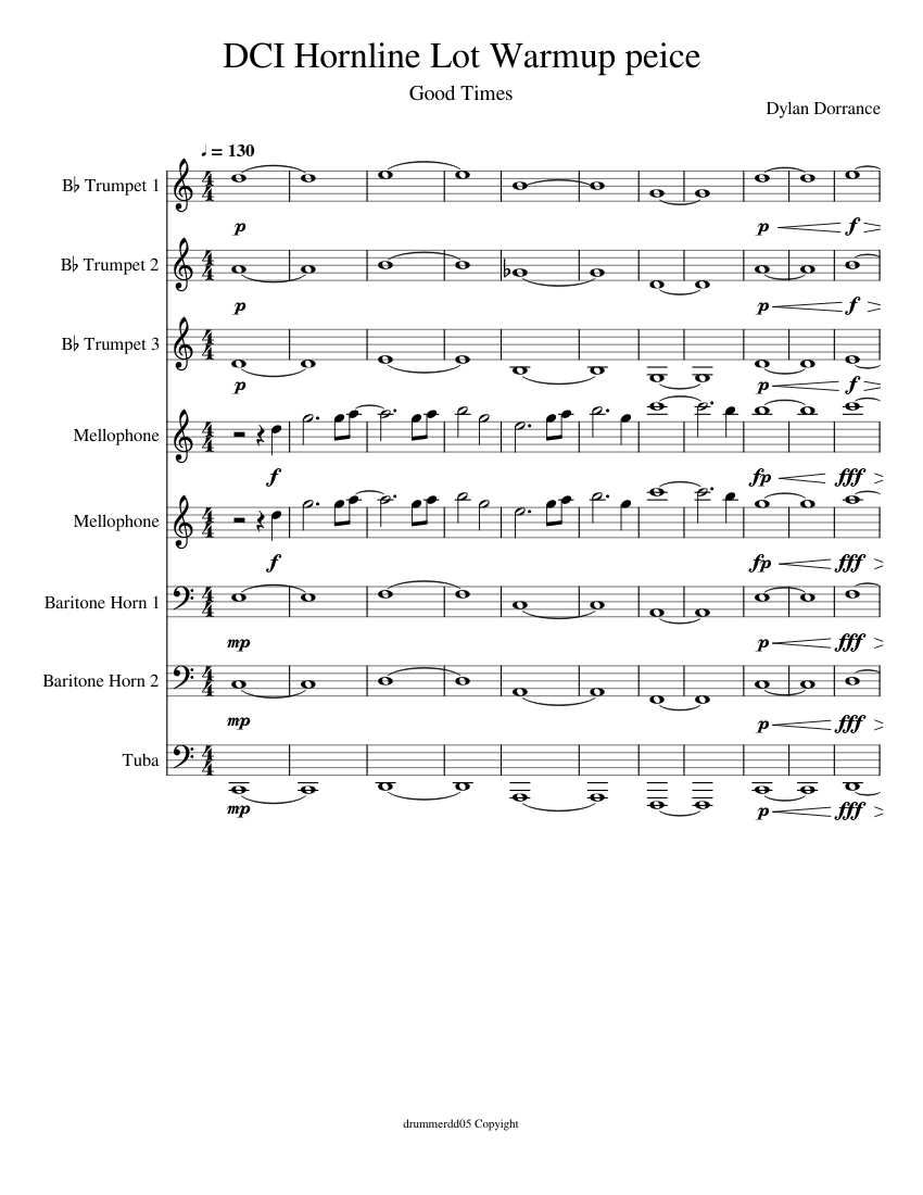 DCI Hornline Lot Warmup peice Sheet music for Tuba, Mellophone, Trumpet