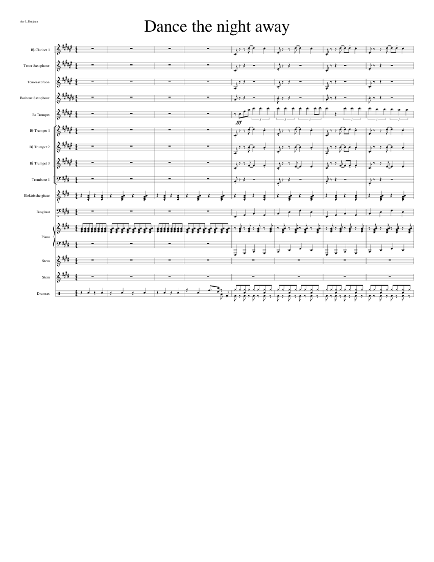 HEARTBEATS DANCE THE NIGHT AWAY バンドスコア Dance the night away Sheet Music for Piano, Trombone, Vocals
