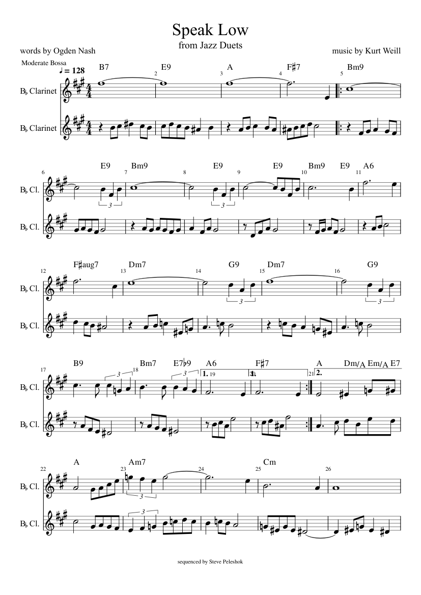 Speak Low Sheet music for Woodwinds (other) (Woodwind Duet) | Musescore.com