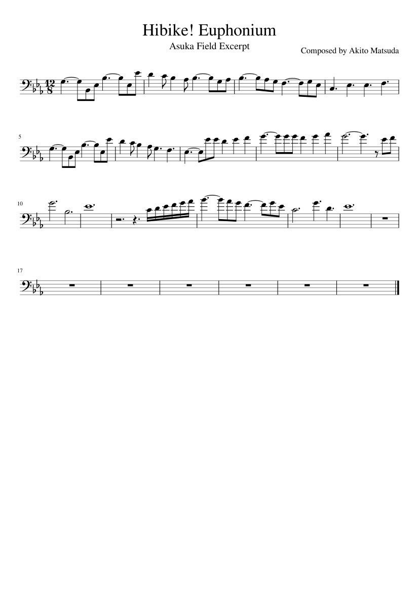 Hibike Euphonium - Asuka Field Excerpt Sheet Music for Euphonium
