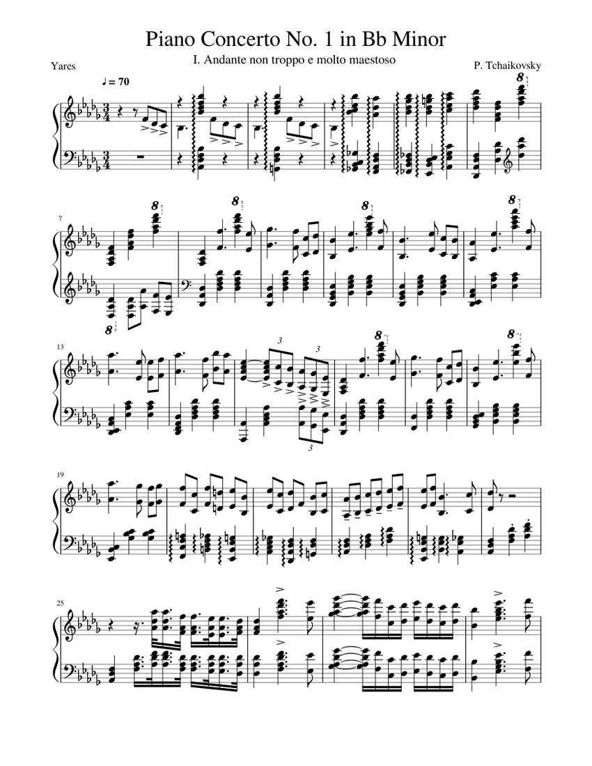 Piano Concerto No. 1 in Bb Minor Sheet music for Piano (Solo) |  Musescore.com