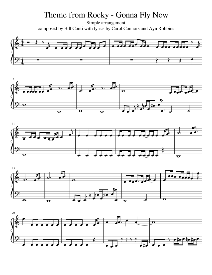 Theme from Rocky Gonna Fly Now Sheet music for Piano (Solo) | Musescore.com