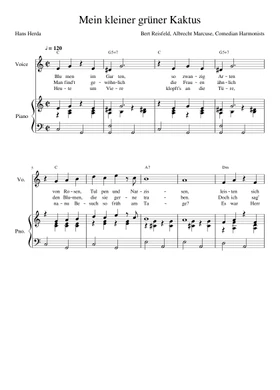 mein kleiner grüner kaktus by Comedian Harmonists free sheet music |  Download PDF or print on Musescore.com