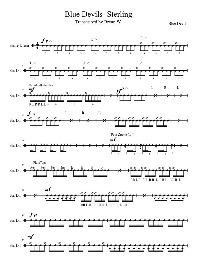 Blue Devils Sterling Sheet music for Snare drum, Tenor drum, Bass drum  (Percussion Trio)