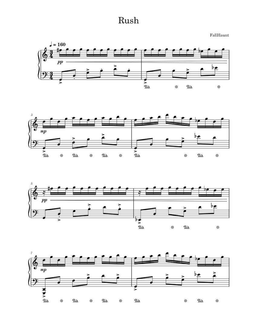 Rush Sheet Music For Piano (Solo) | Musescore.com