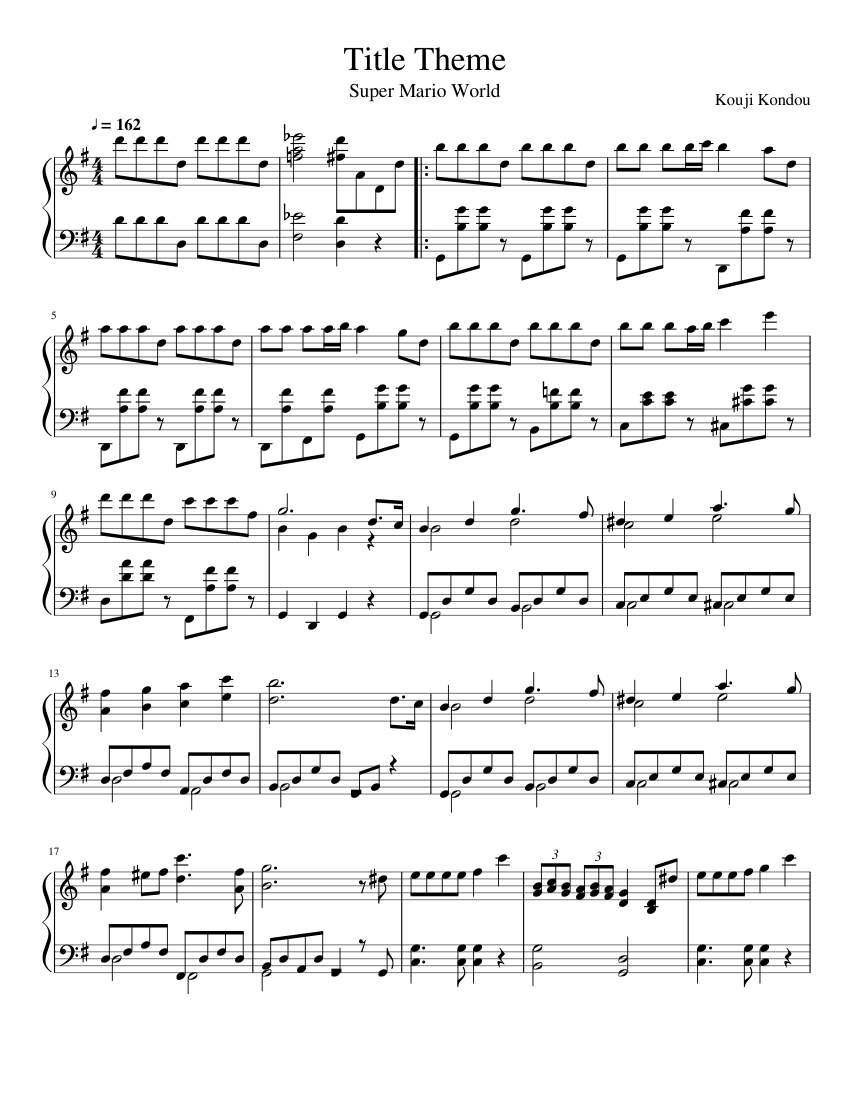 Super Mario World Title Sheet Music For Piano (Solo) | Musescore.com