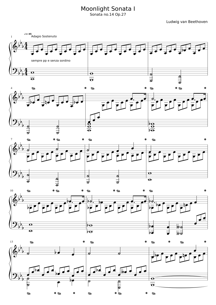 Moonlight Sonata in C minor Sheet music for Piano (Solo) | Musescore.com