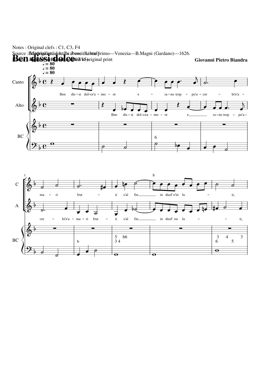 Ben dissi dolce' amore