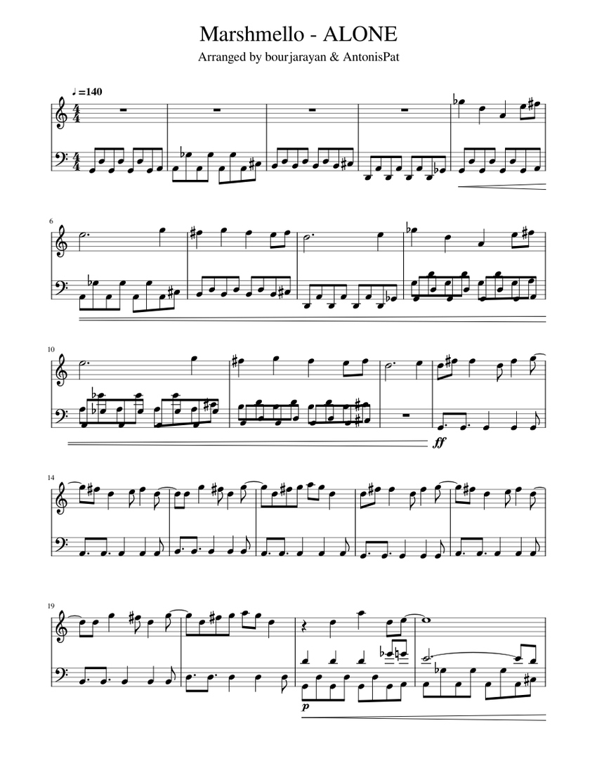 Marshmello__ALONE Sheet music for Piano (Solo)