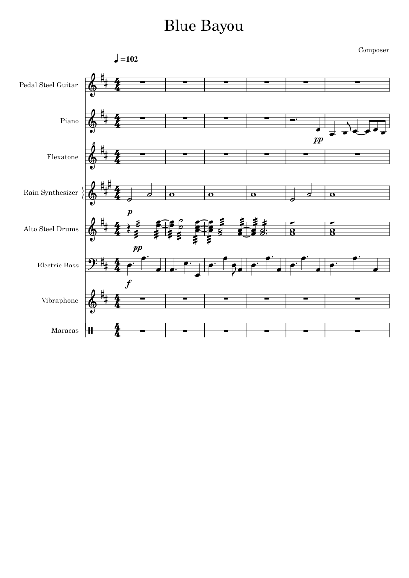 Blue Bayou Sheet music for Piano, Vibraphone, Guitar, Bass guitar ...