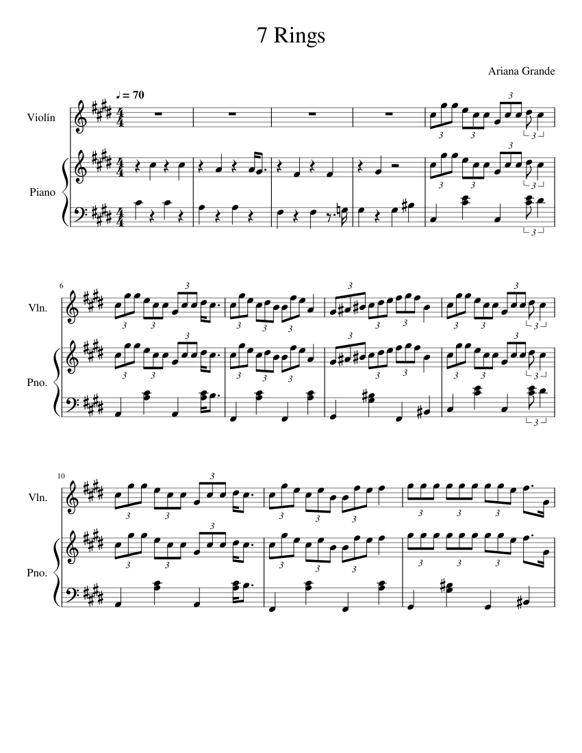 7 Rings Sheet music for Piano, Violin (Solo) | Musescore.com