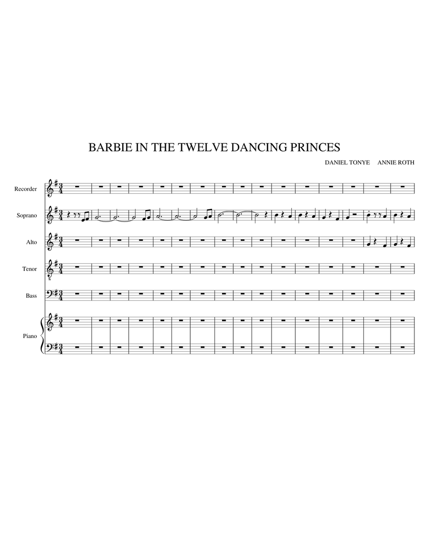 Barbie In The Twelve Dancing Princesses Sheet Music For Piano Soprano Tenor Alto More Instruments Piano Sextet Musescore Com The music video is on the home release. barbie in the twelve dancing princesses