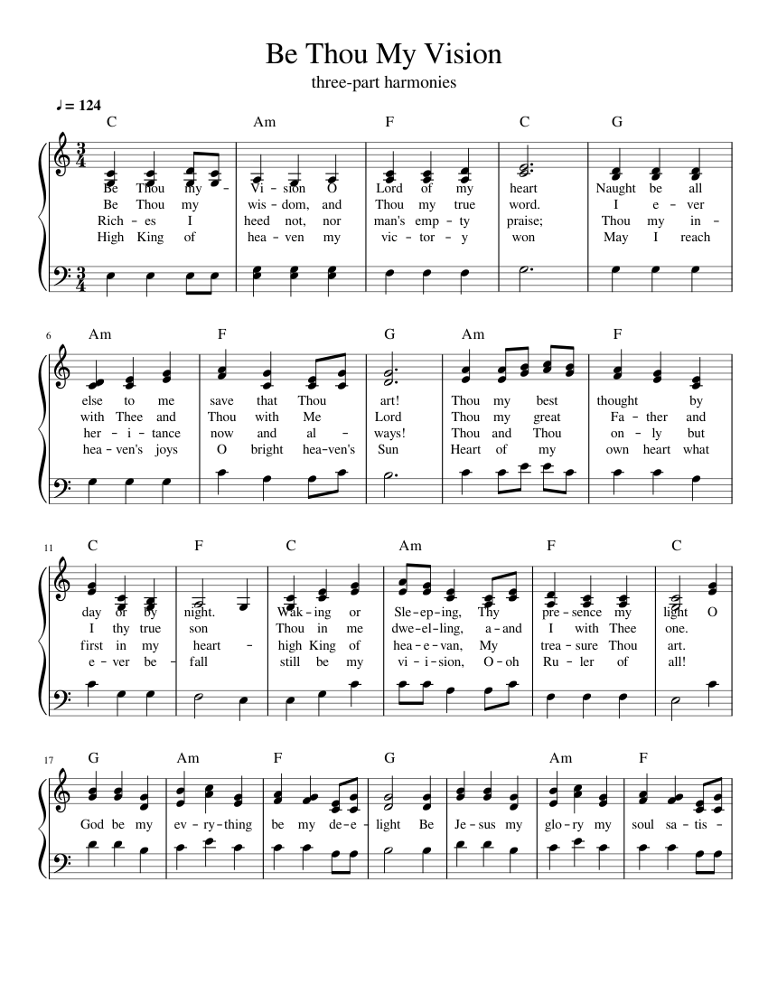 Be Thou My Vision harmonies Sheet music for Piano (Solo) | Musescore.com