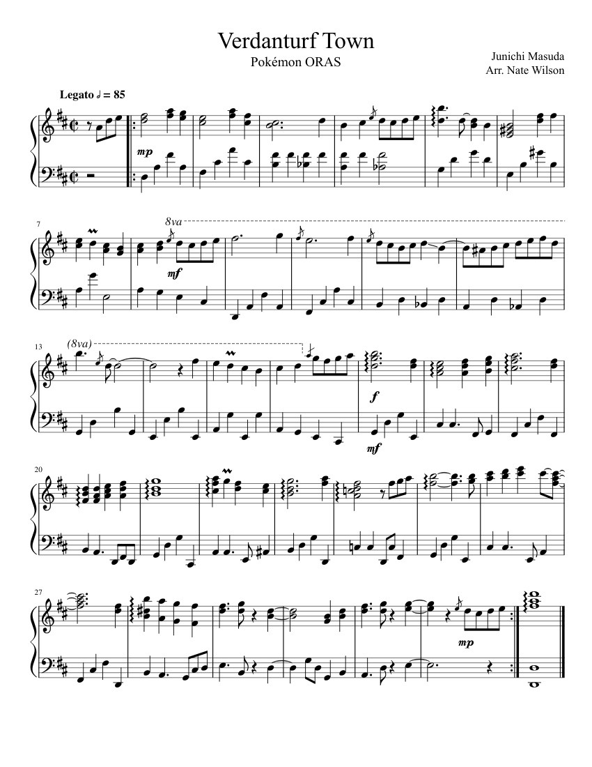 Verdanturf Town - Pokémon ORAS (for piano) Sheet music for Piano (Solo) |  Musescore.com