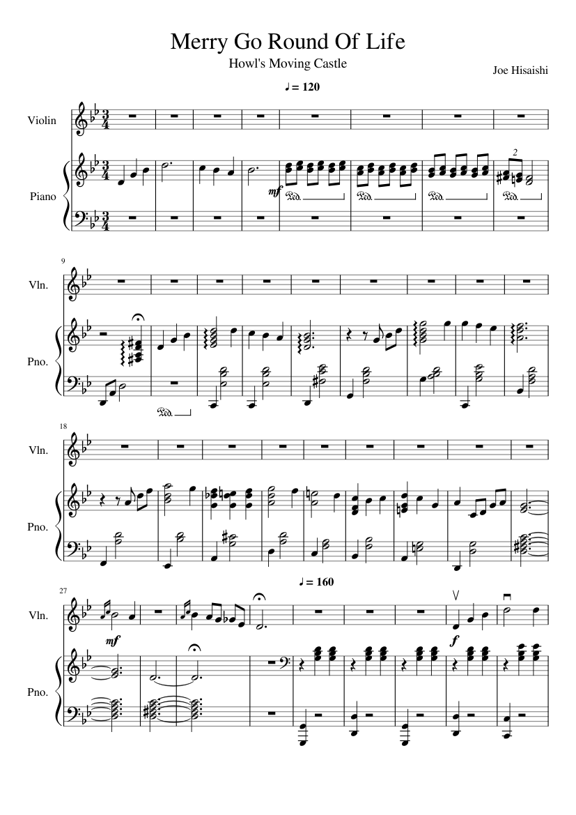 Merry Go Round Of Life Sheet music for Piano, Violin (Solo) | Musescore.com