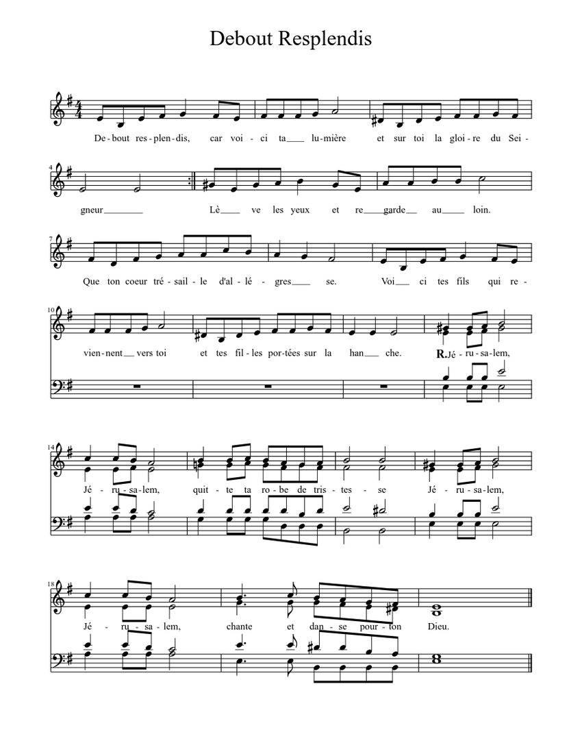debout resplendis sheet music for soprano tenor choral download and print in pdf or midi free sheet music with lyrics musescore com